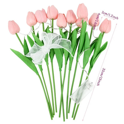 Royaleva LED Tulip Night Light – Artificial Bouquet for Home & Event Décor - White / 5pcs