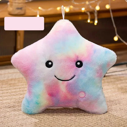 LED Star Plush Light - Soft Glowing Star Pillow Doll, Stuffed Toy for Kids & Home Decor, Perfect Birthday Gift - Colorful 24x22cm