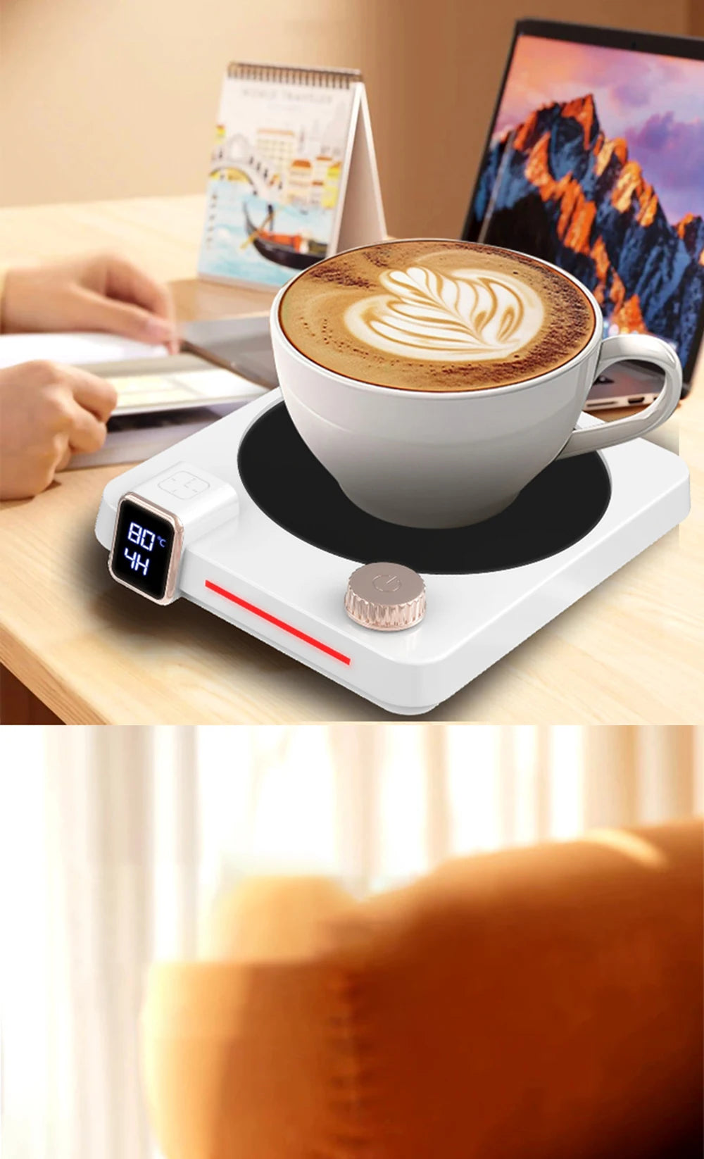 Royaleva Coffee Cup Heater Pad – 9-Speed Temperature Adjustment, LED Display, Auto Shut-Off