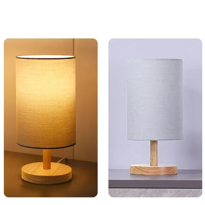 Royellure Retro Fabric Wooden Table Lamp - Elegant Lighting for Bedroom & Living Room - D