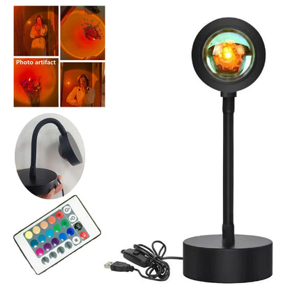 Sunset Lamp with Remote Control - 16 Colors & 360° Rotation - RGB With remote