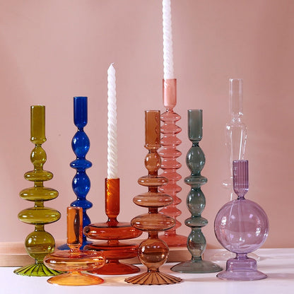 Royaleva Handmade Glass Candle Holders - Elegant Decorative Accent Pieces - Milan Green