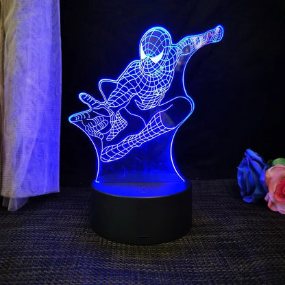 Royallure 3D Spiderman LED Night Light - USB Powered Phantom Desk Lamp - Blue / 7 colors no remote