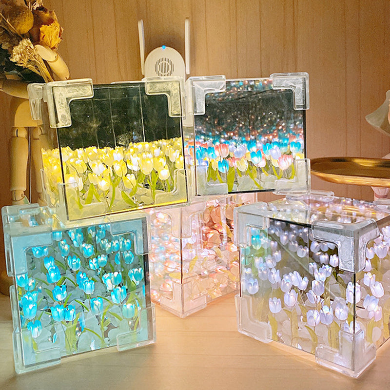 Royallure DIY Tulip Infinity Cube Mirror Night Light Lamp - 5 Colors