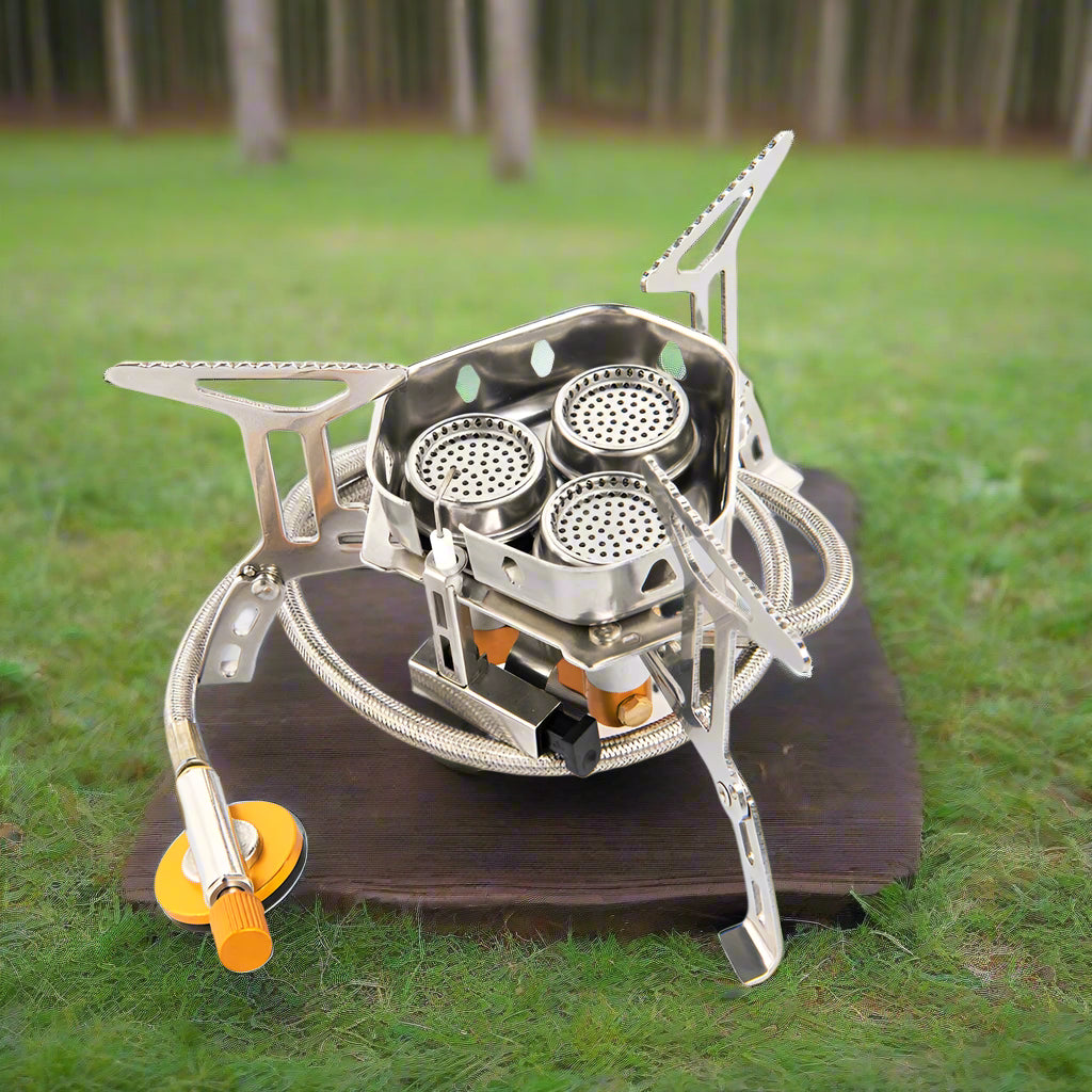 Royaleva Camping Gas Stove - High-Power Portable Outdoor Cooking Equipment - With adapator