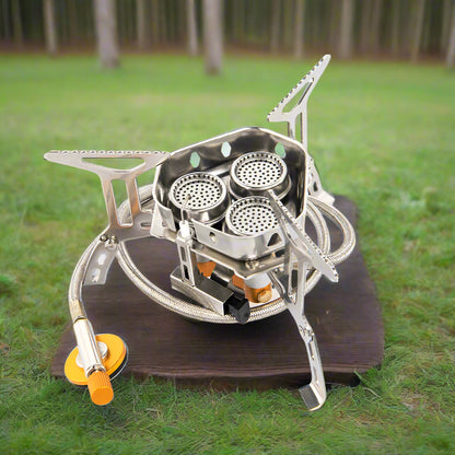 Royaleva Camping Gas Stove - High-Power Portable Outdoor Cooking Equipment - With adapator