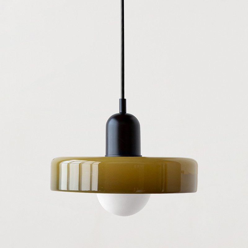 RoyaleGlow Scandinavian-Style Vintage Glass Pendant Light for Elegant Illumination - Small / Tea Green / Black