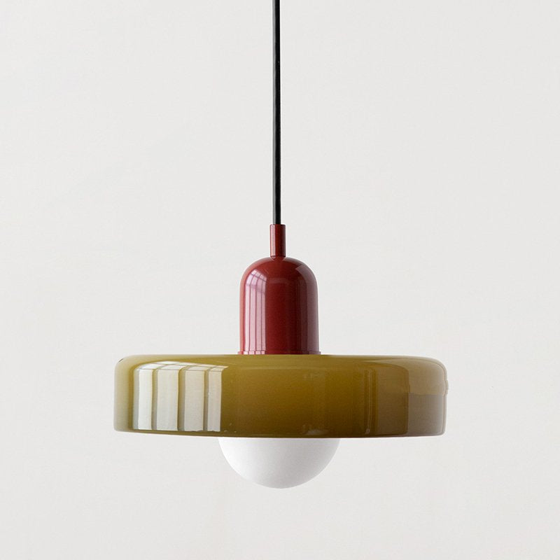 RoyaleGlow Scandinavian-Style Vintage Glass Pendant Light for Elegant Illumination - Small / Tea Green / Red