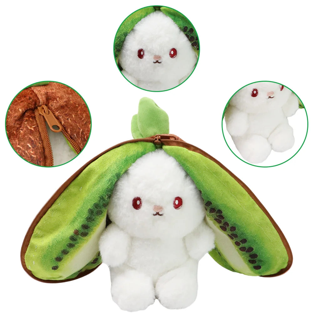 Royelux Fruit Bunny Plush Toy - Transformable Soft Stuffed Rabbit for Kids