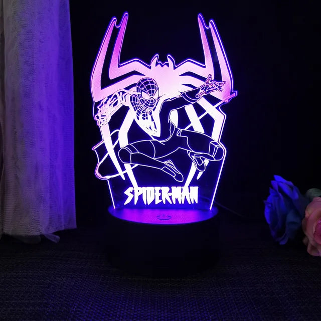 Royallure 3D Spiderman LED Night Light - USB Powered Phantom Desk Lamp - LIGHT GRAY / 7 colors no remote