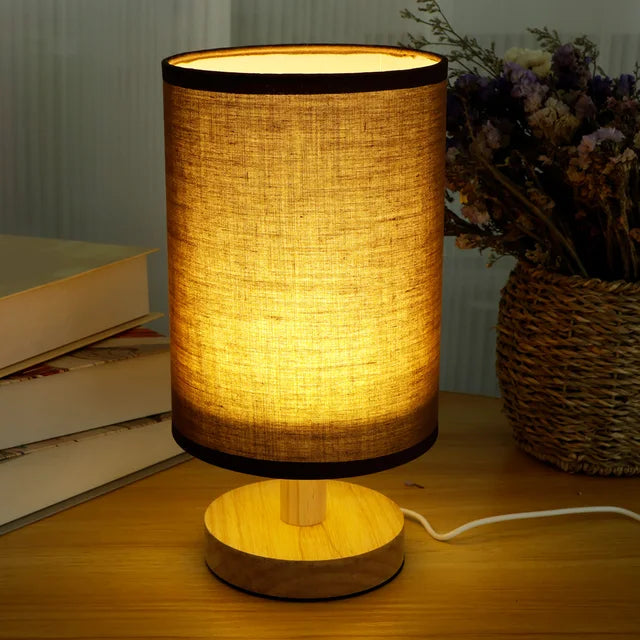 Royallure USB Retro Bedside Table Lamp – Elegant Fabric Design - B