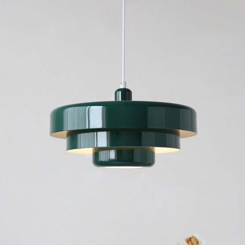 RoyaleGlow Vibrant Multicolor Lacquered Metal Pendant Light - Modern Home Decor - Evergreen