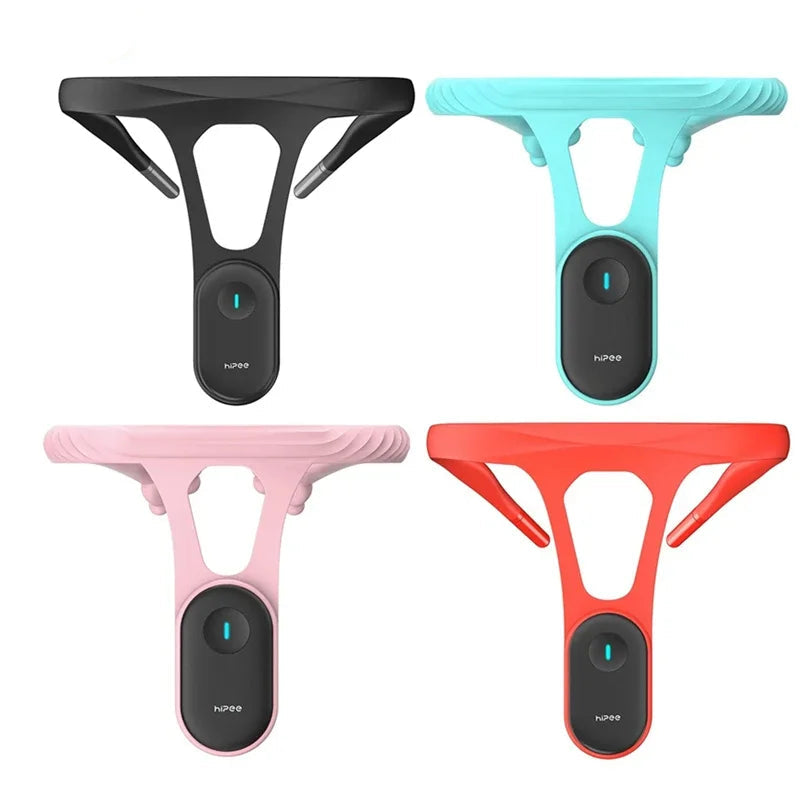 Hipee smart posture correction device in multiple colors, featuring real-time back monitoring and ergonomic design for adults and children.