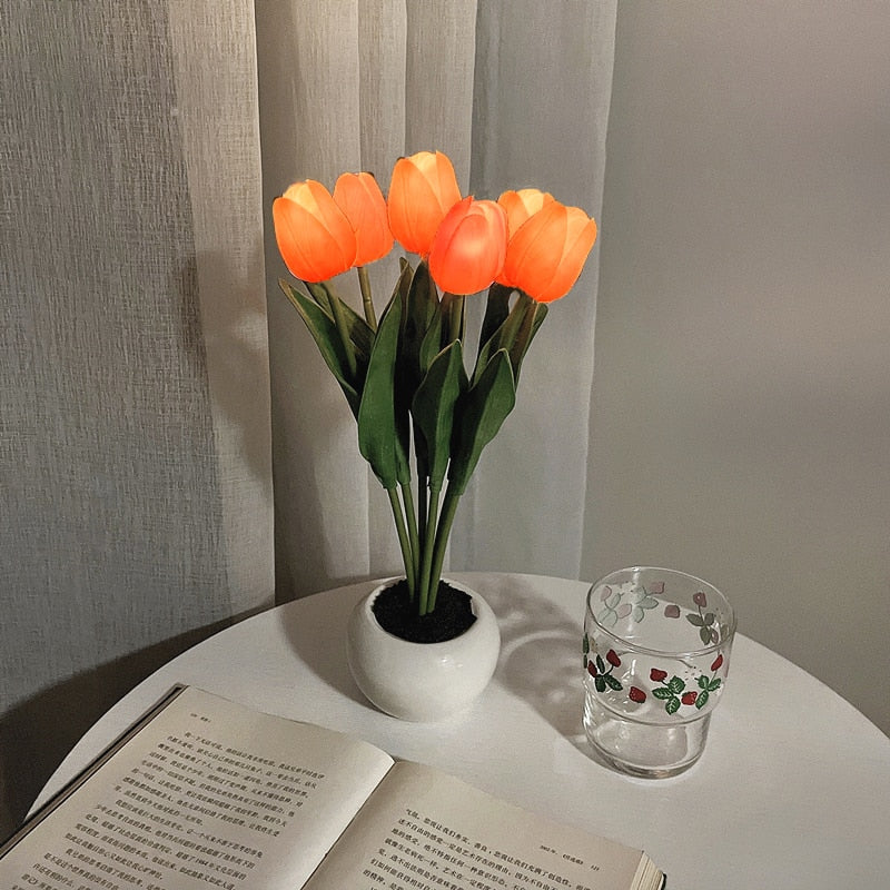 Royaleva LED Tulip Night Light – Elegant Faux Flower Lamp with Warm Glow