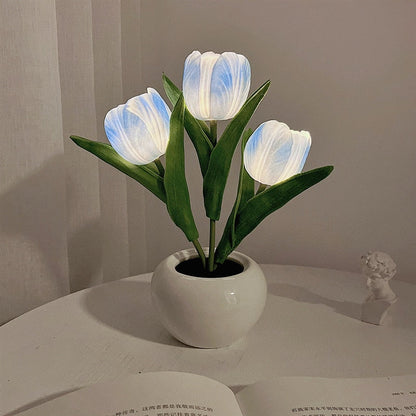 Royaleva LED Tulip Night Light – Elegant Faux Flower Lamp with Warm Glow