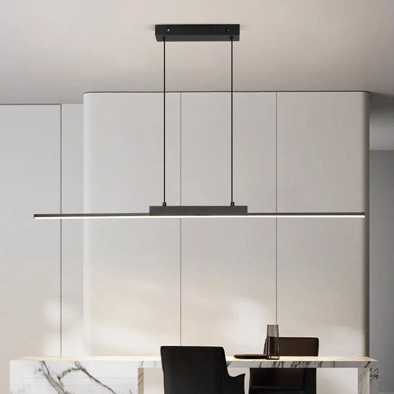 Royelux Modern Pendant Dining Room Light - Sleek Long Chandelier Design - Warm White