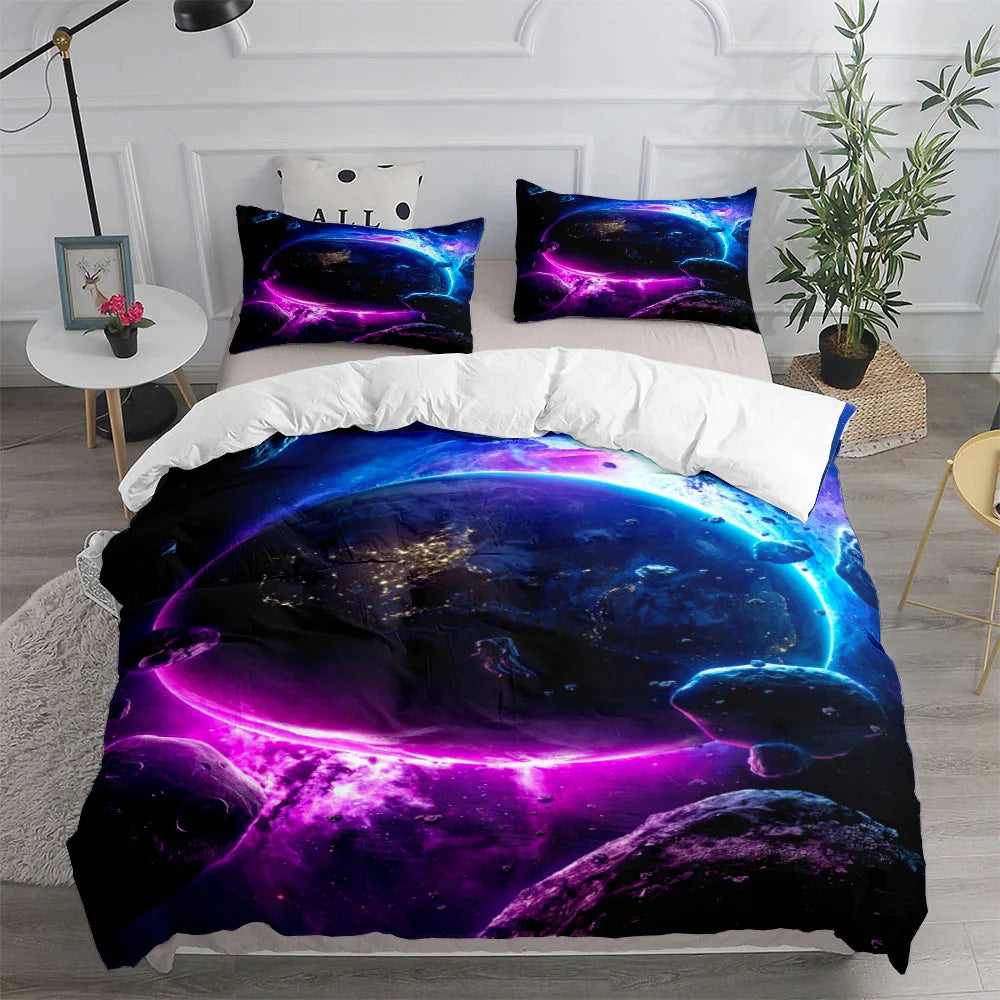 Royaleva Space Nebula Duvet Cover Set - Vibrant Bedding for Queen & King Sizes - Oblivion / 210x210cm