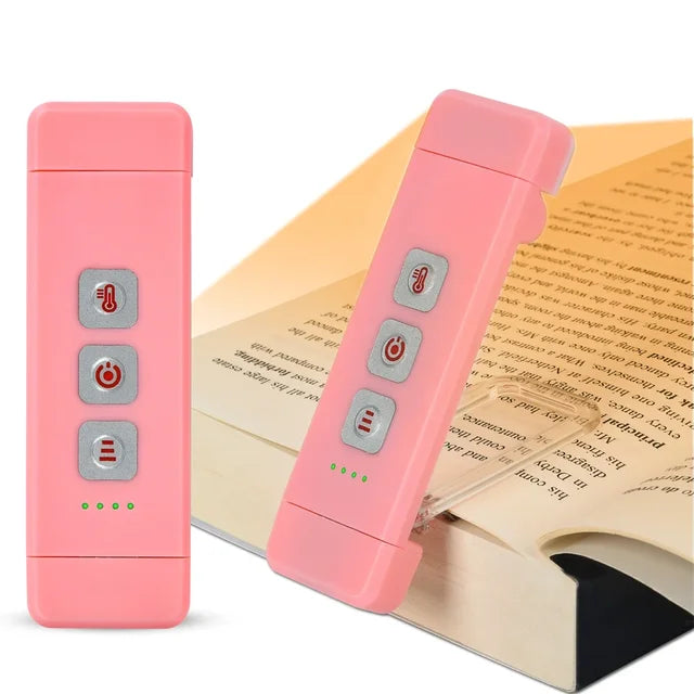 Clip-on Book Light, USB Rechargeable Reading Light with Timer, Portable LED Bookmark Light for Bedside & Desk - Pink