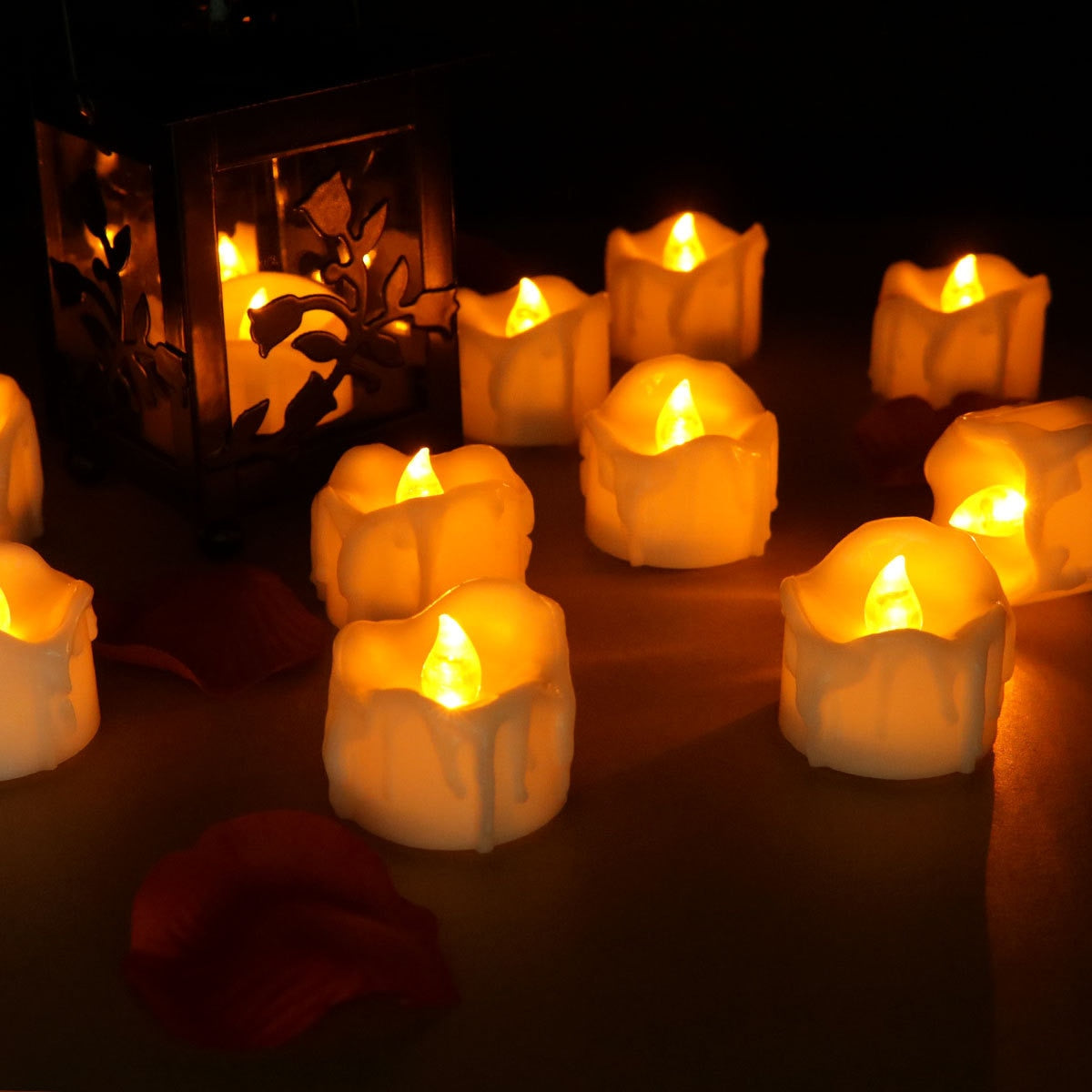 Flameless LED candles with flickering flame effect, battery-powered, safe and cozy lighting for home decor, available in warm, cool, and yellow hues