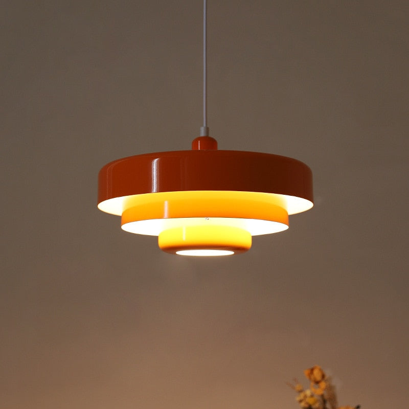 RoyaleGlow Vibrant Multicolor Lacquered Metal Pendant Light - Modern Home Decor - Orange