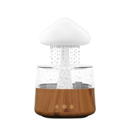 Rain Cloud Humidifier with ultrasonic atomization, colorful LED lamp, USB-powered design, ideal for aromatherapy and air quality improvement.