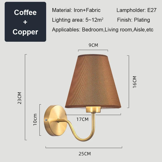 Royallure Modern Fabric Wall Sconce - Elegant Bedroom & Living Room Lighting - Coffee / No bulb