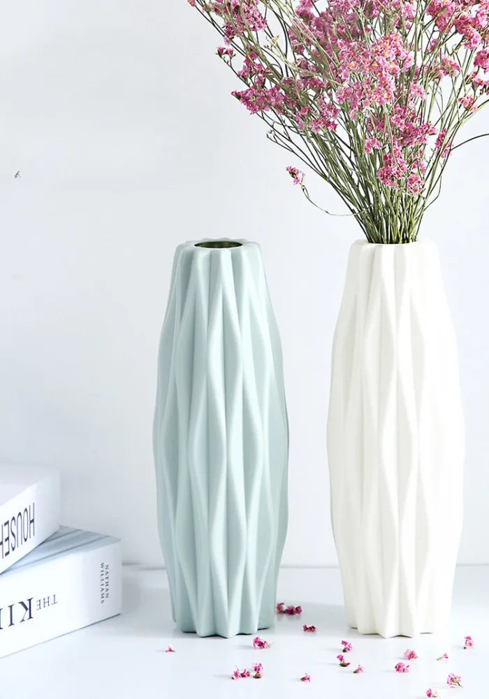 Royelux Diamond Plastic Flower Vase - Modern Imitation Ceramic Pot