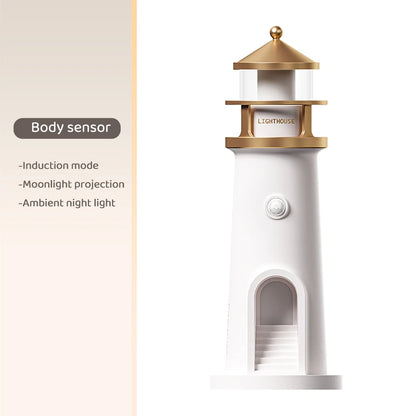 Lighthouse Projection Night Light – Bluetooth Music & Moonlight Ambient Lamp