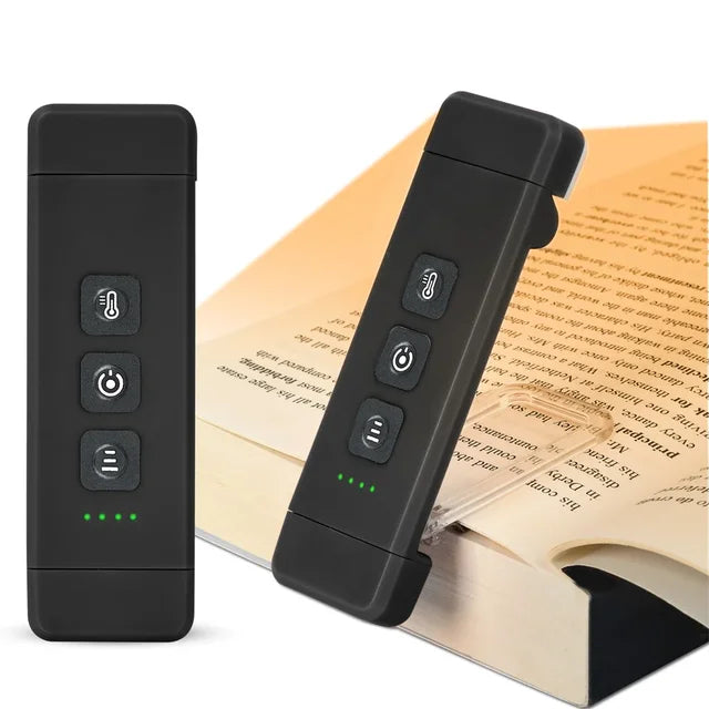 Clip-on Book Light, USB Rechargeable Reading Light with Timer, Portable LED Bookmark Light for Bedside & Desk - Black