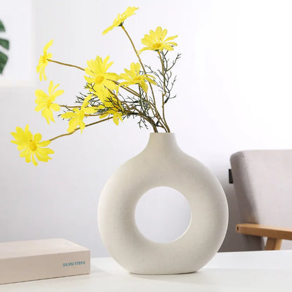 Royelux Nordic Hollow Ceramic Vase - Contemporary Decorative Masterpiece