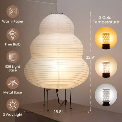 Royaleva Japanese Xuan Paper Table Lamp with Dimmable LED Light - A