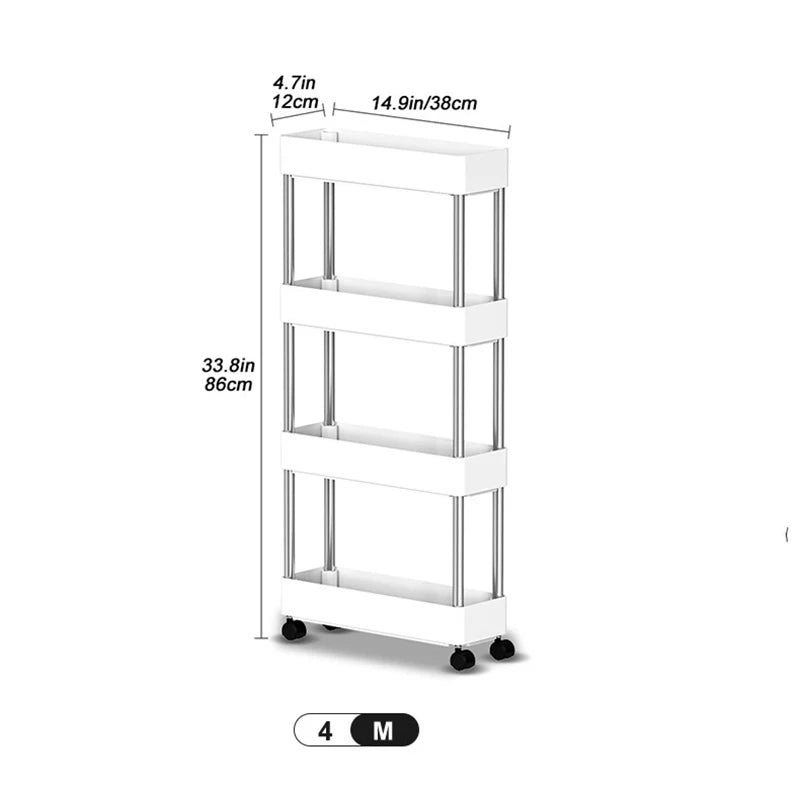 Royelux 4-Tier Kitchen Organizer – Slim Mobile Storage Rack with Wheels