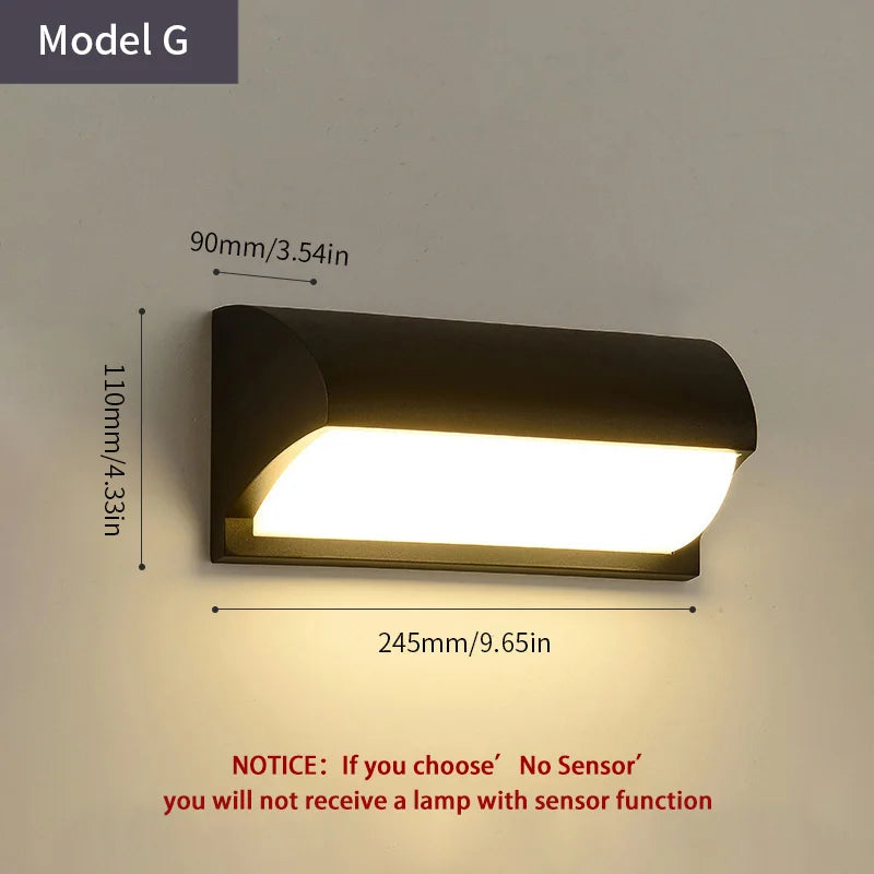 Royaleva Motion Sensor LED Wall Light for Modern Outdoor Spaces - No Sensor / Model G / Warm White