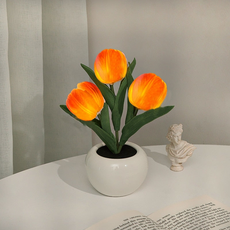 Royaleva LED Tulip Night Light – Elegant Faux Flower Lamp with Warm Glow