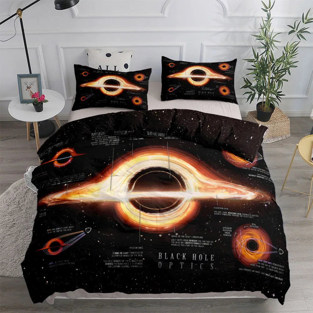 Royaleva Space Nebula Duvet Cover Set - Vibrant Bedding for Queen & King Sizes - Blackhole / 210x210cm