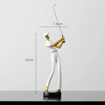 Creative Golfer Figurines – Abstract Golf Player Ornament for Modern Home Decor