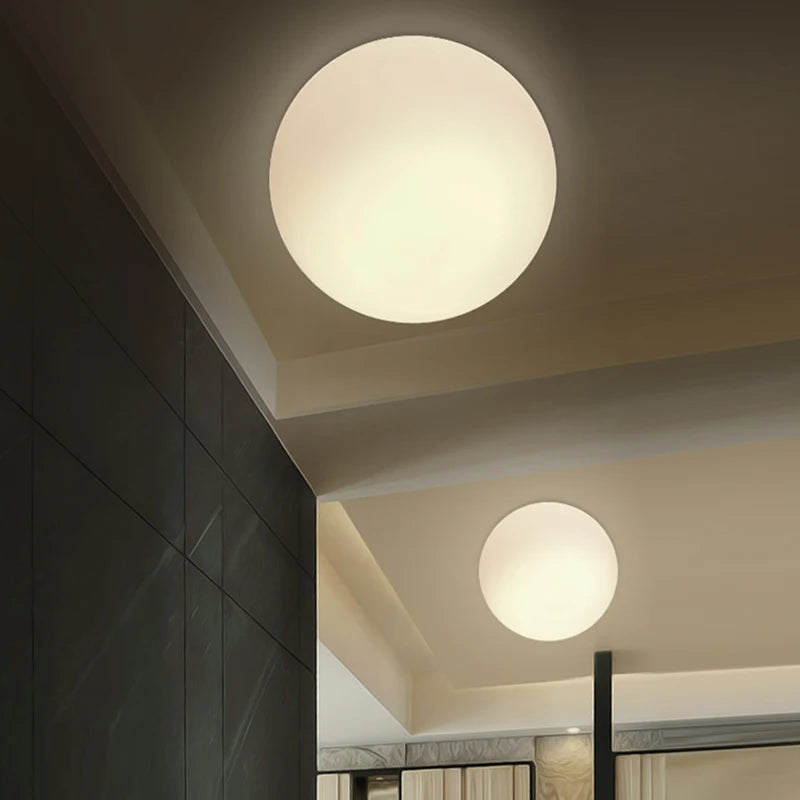 Minimalist Glass White Ball Ceiling Lamp - LED Indoor Light Fixture - 8cm / Without bulb