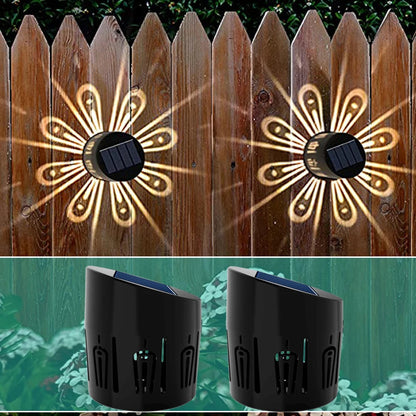 Royelux Solar LED Garden Light - Decorative RGB Fence Lighting with Shadow Patterns