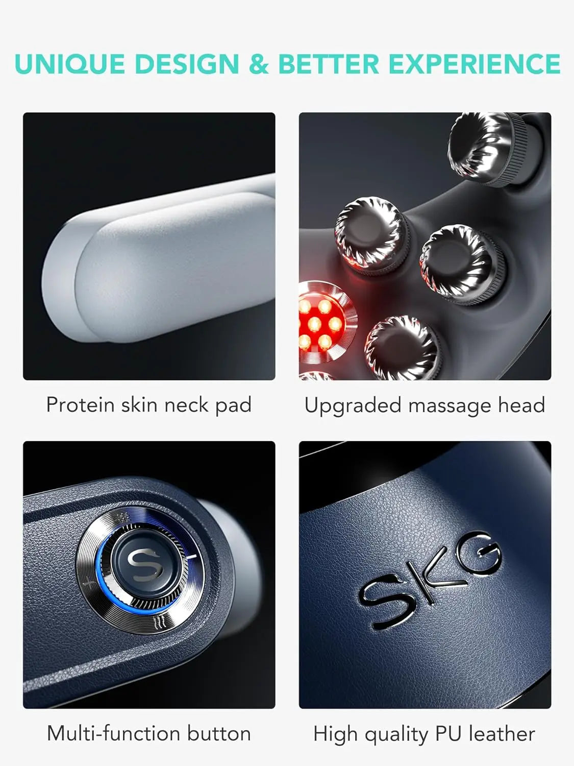 SKG G7 PRO Fold Cordless Neck Massager – Heat, Red Light Therapy & Deep Tissue Vibration