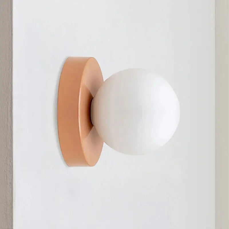 Royaleva Nordic LED Glass Wall Lamp – Minimalist Orb Sconce for Modern Interiors - Pink