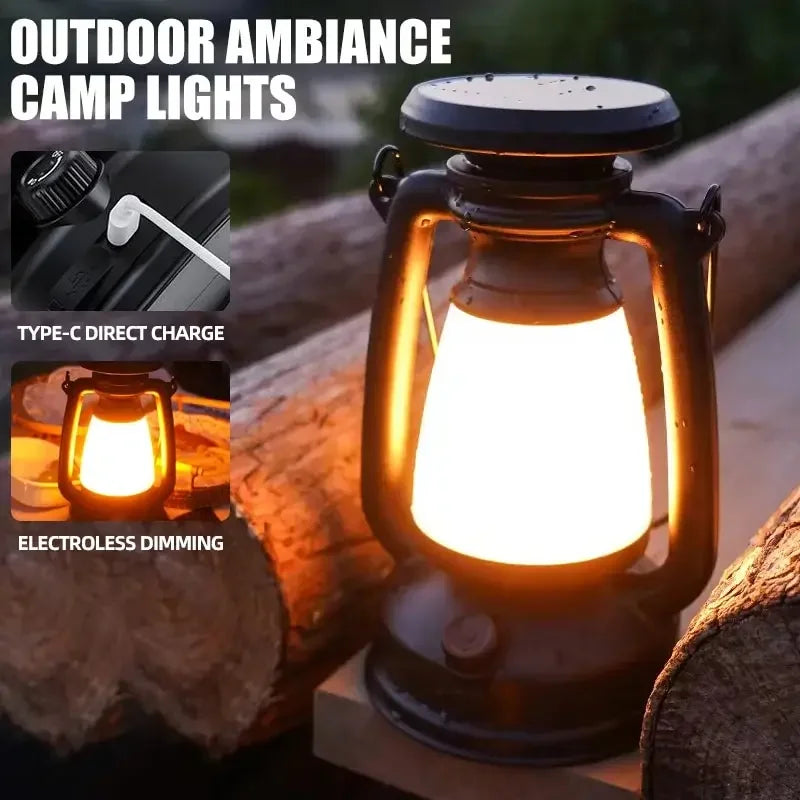 Retro Lantern Desk Lamp – Ideal for Camping & Home Decor