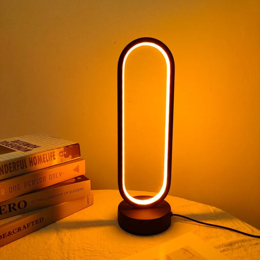 Modern LED Ring Lamp with three-color dimming feature, perfect for bedside or living room use