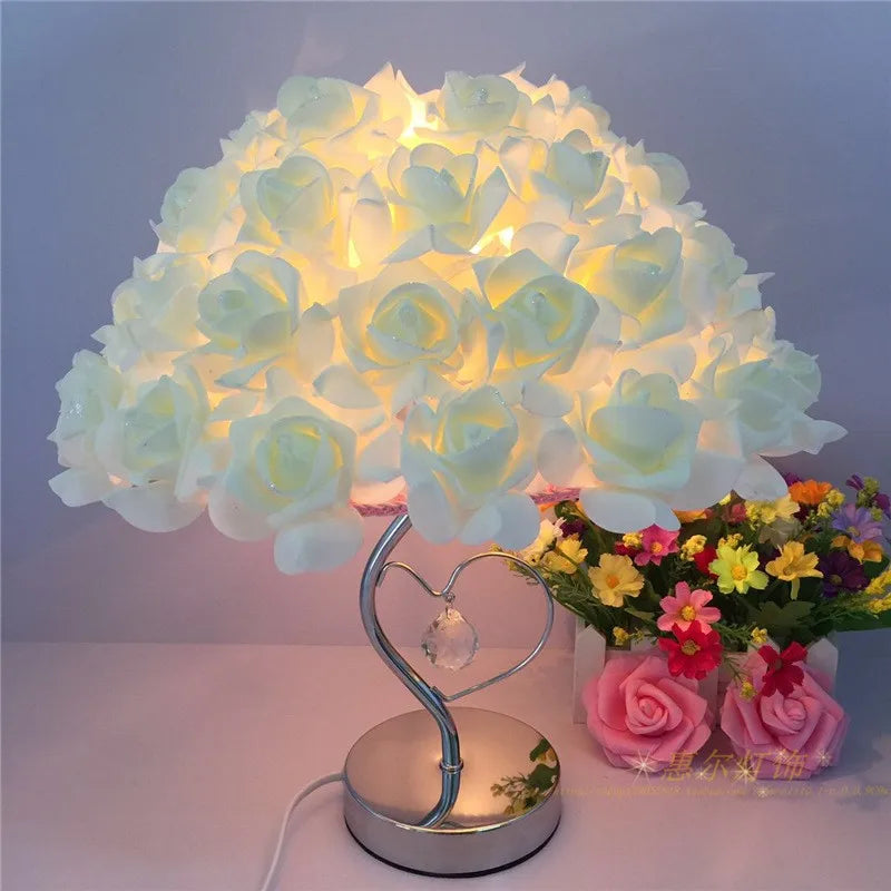 Vintage Pink Rose Desk Lamp - Creative Lamp for Bedroom Decor - V1