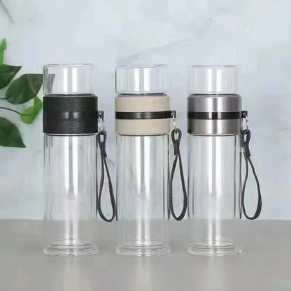 Royelux Glass Tea Infuser Bottle – 450ml Double-Wall Tumbler for Loose Leaf & Herbal Teas