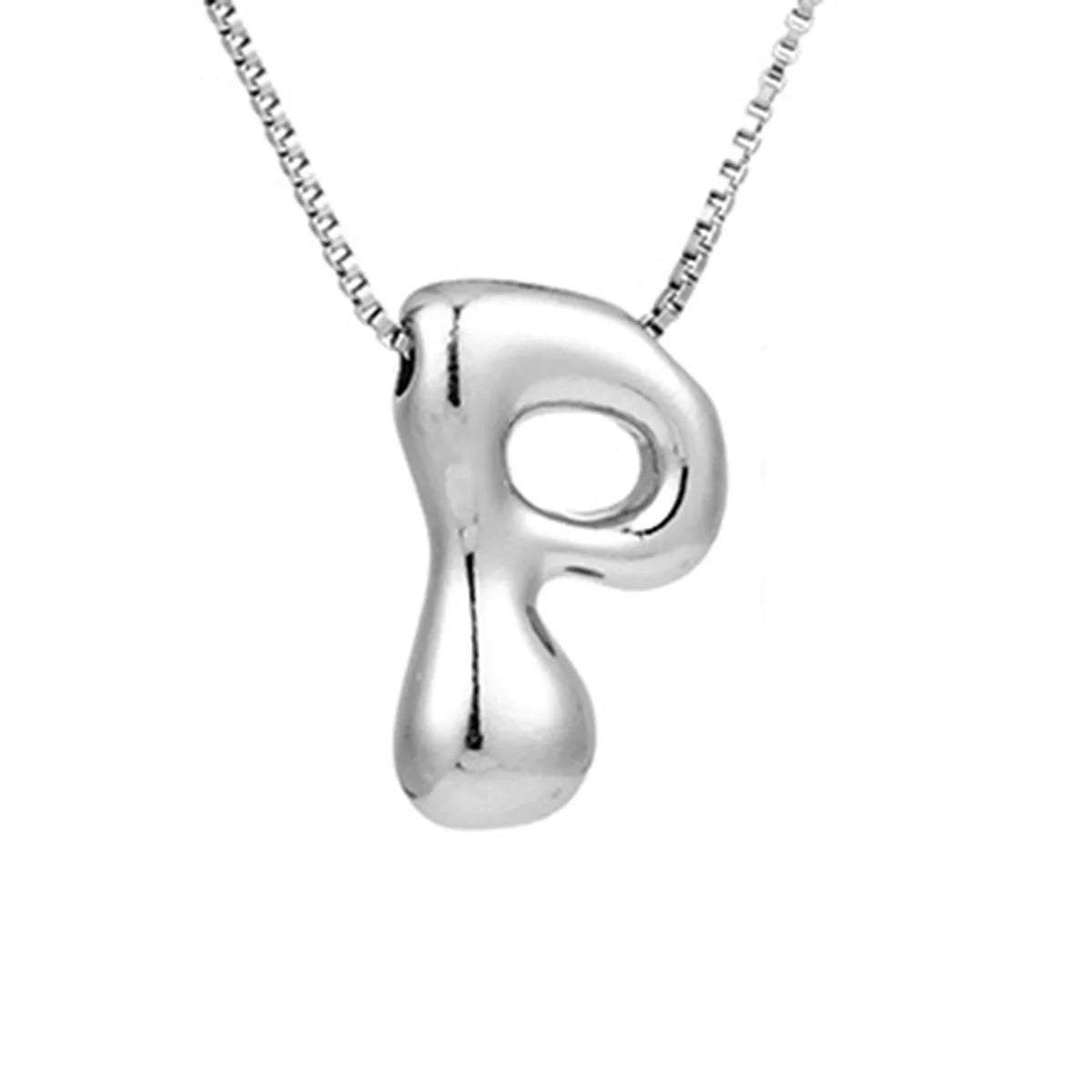 Royelux A-Z Balloon Bubble Letter Pendant Necklace – Silver Chunky Initial Jewelry