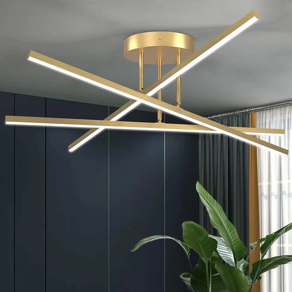 Modern LED Ceiling Chandelier - Nordic Style for Living Room, Dining Room, and Bedroom - Gold / Warm White