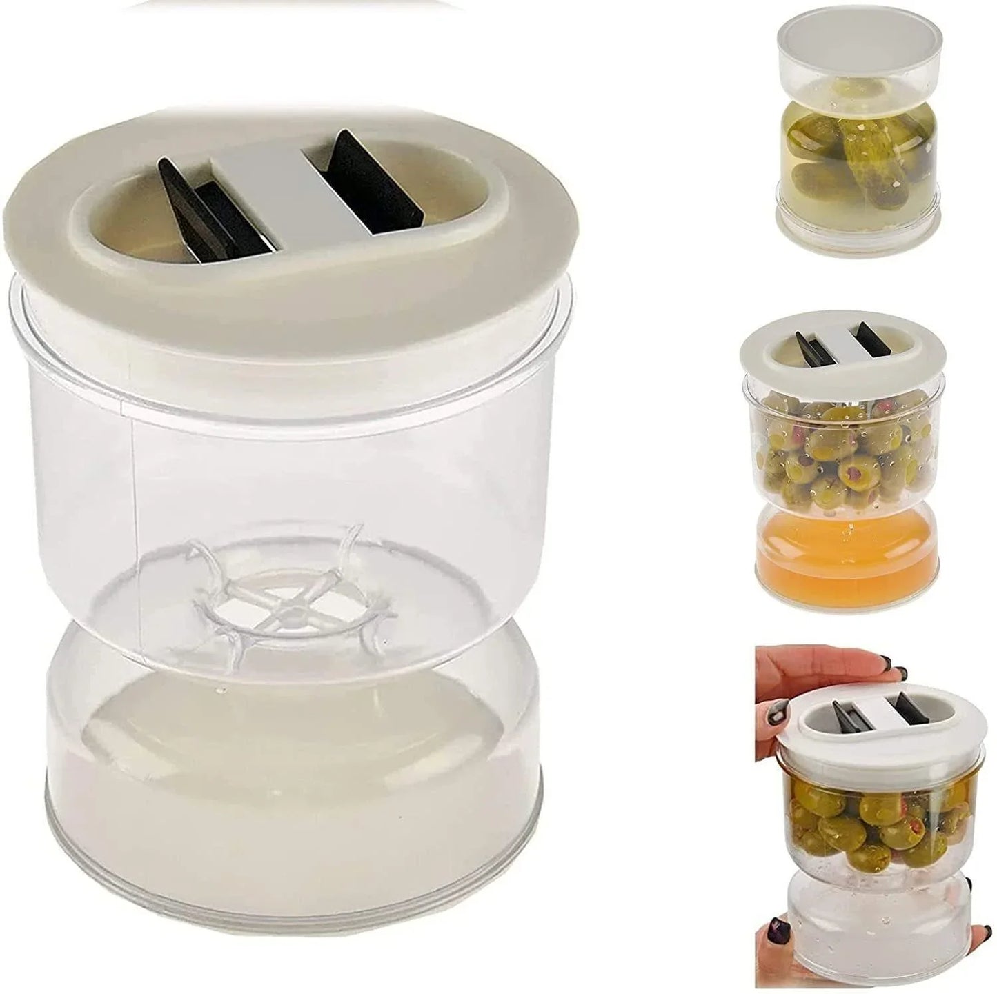 Royallure Crunchy Pickle Keeper Jar with Dry-Wet Separation