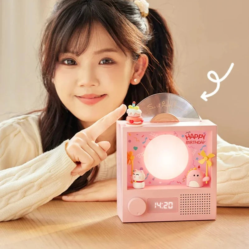 Retro Bluetooth Music Box – RGB Lighting with Stereo Sound & Clock Display