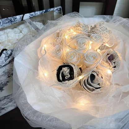 Royaleva LED Flower Bouquet Wrapper – Elegant Tulle Roll with Warm White LED Lights