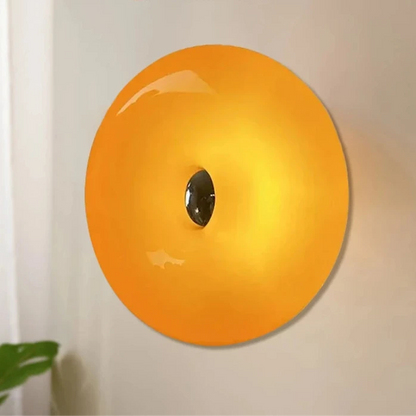 RoyaleGlow Donut Glass Wall Lamp with Tricolor LED for Bedroom & Living Room - Orange